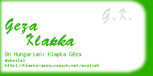 geza klapka business card